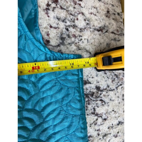 Chicos Weekends Womens Quilted Teal Zip-Up Vest Size 1 Medium Collared - Picture 6 of 8